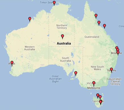 Campervan Hire branch locations Australia and Tasmania